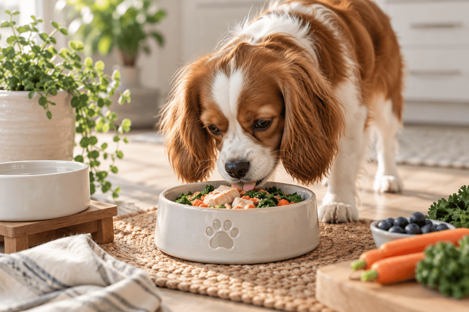 Dog enjoying a wholesome meal